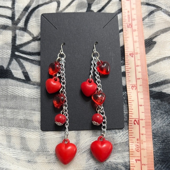 Jewelry - 🖤Chic Red Heart Drop Earrings🖤